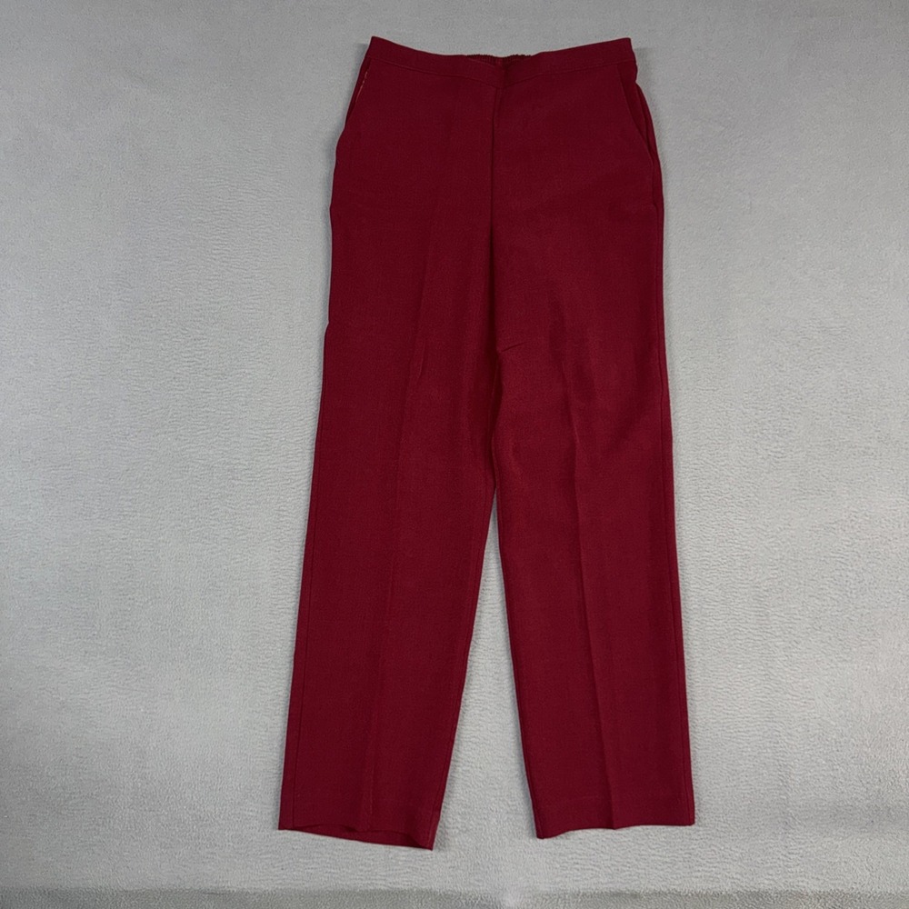 Alfred Dunner Pants Womens 8 Red Straight Pull On Stretch Polyester Blend NWT